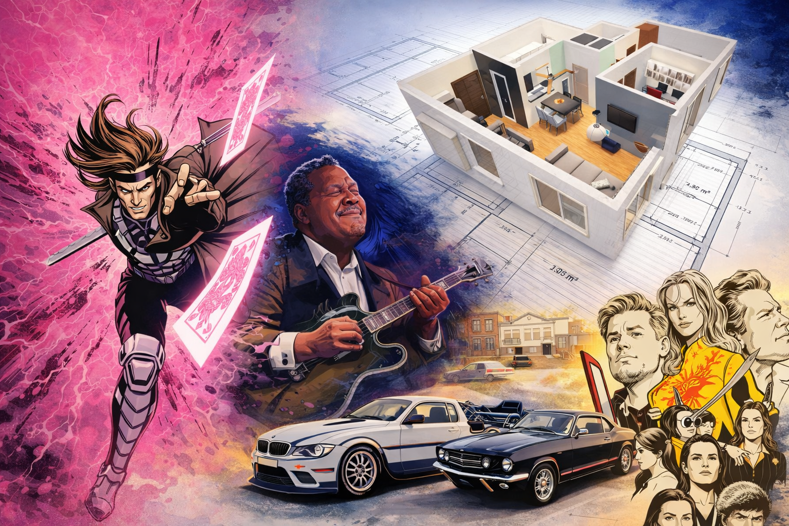 cinema musica quadrinhos carros arquitetura